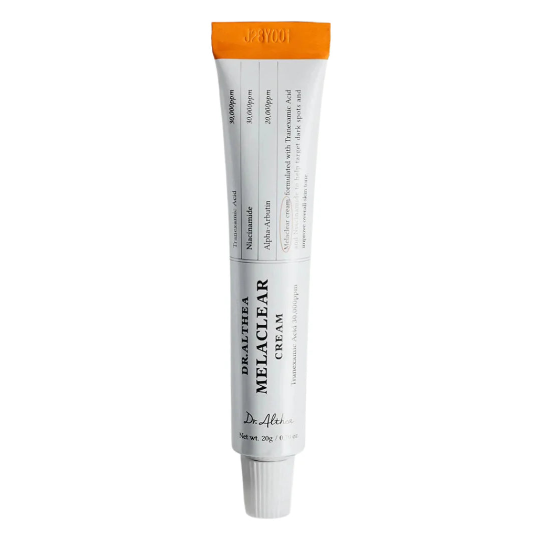 Dr. Althea Melaclear Cream – 20g targeted Korean brightening treatment with Tranexamic Acid and Niacinamide available at Atelier De Glow UAE.