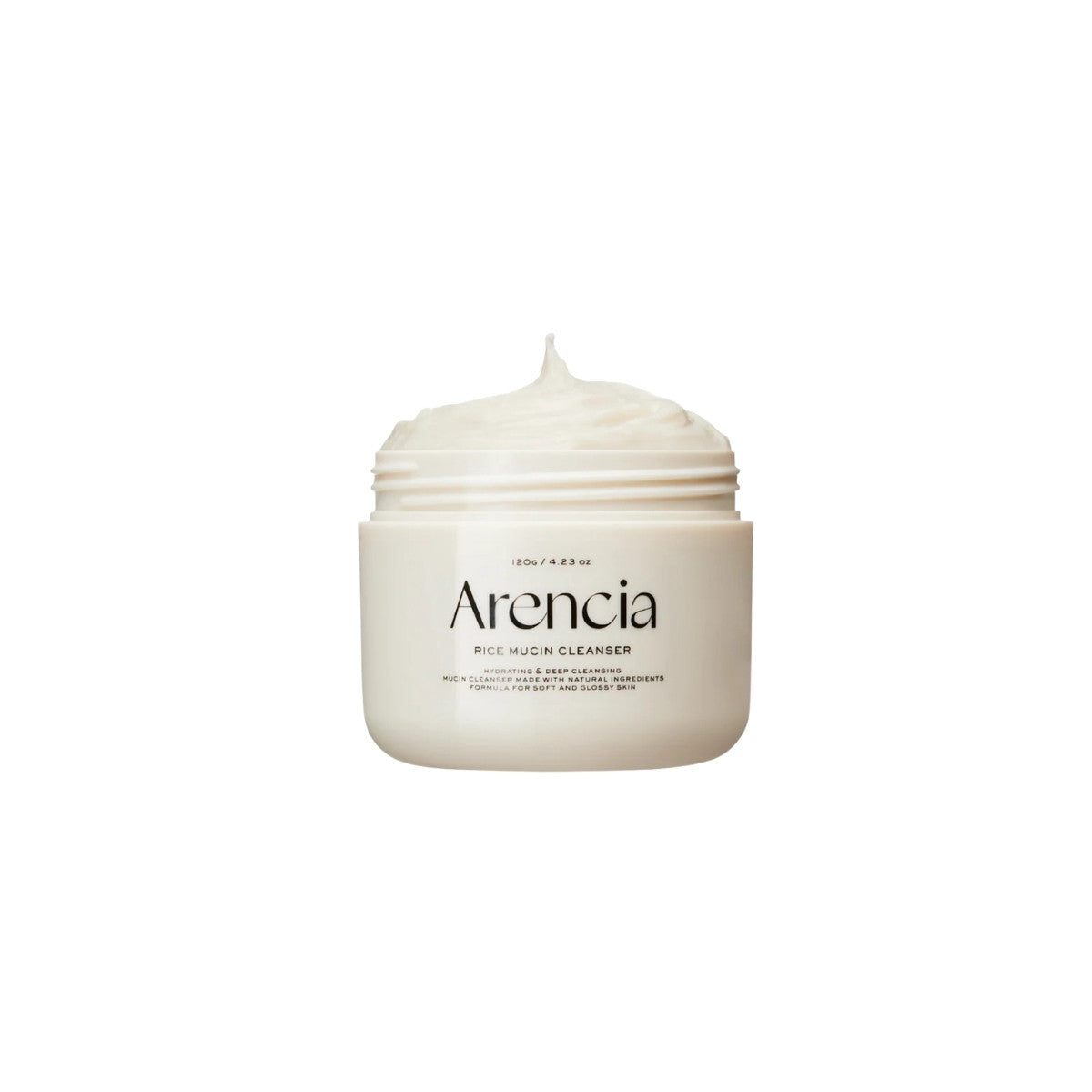 Arencia Rice Mucin Cleanser – 120g Korean fermented rice cleanser with a unique stringy mucin texture available at Atelier De Glow UAE.