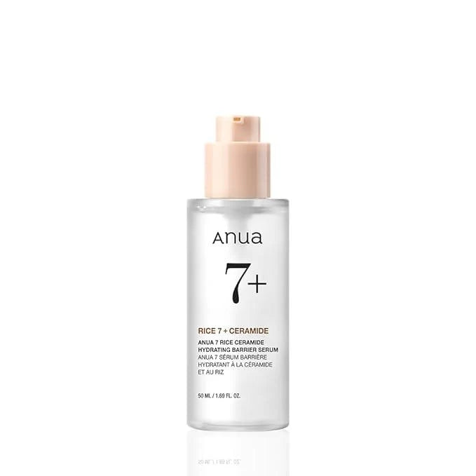 Anua 7 Rice Ceramide Hydrating Barrier Serum 50ml β Rice Bran Water and 7-layered Ceramide complex infused Korean milky serum available at Atelier De Glow UAE.