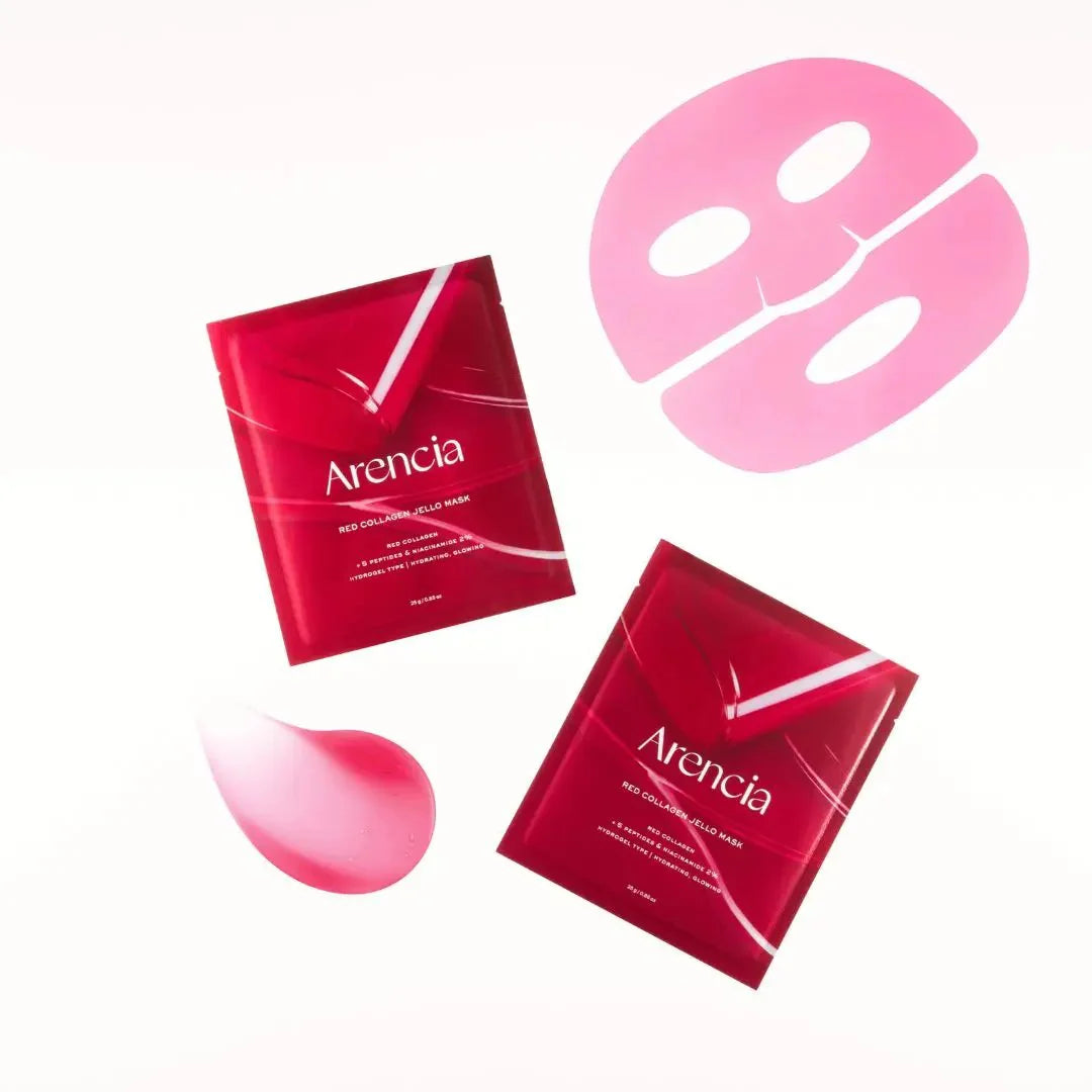 Arencia collagen mask for sagging skin, fine lines, and extreme dehydration β Anti-aging "Jello Hydrogel" treatment from Atelier De Glow UAE.
