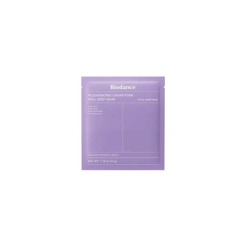 Biodance Rejuvenating Caviar PDRN Real Deep Mask β 1EA Korean overnight hydrogel mask with Salmon PDRN and Caviar Extract available at Atelier De Glow UAE.