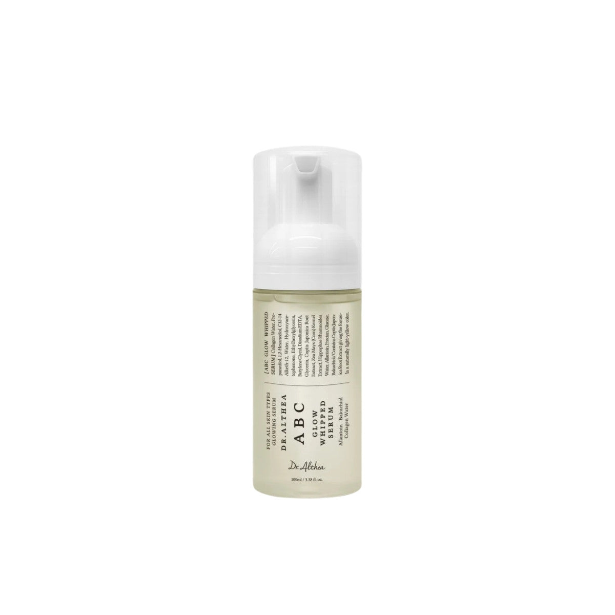 Dr. Althea ABC Glow Whipped Serum – 100ml multi-vitamin serum with Vitamin A, B3, and C derivatives available at Atelier De Glow UAE.