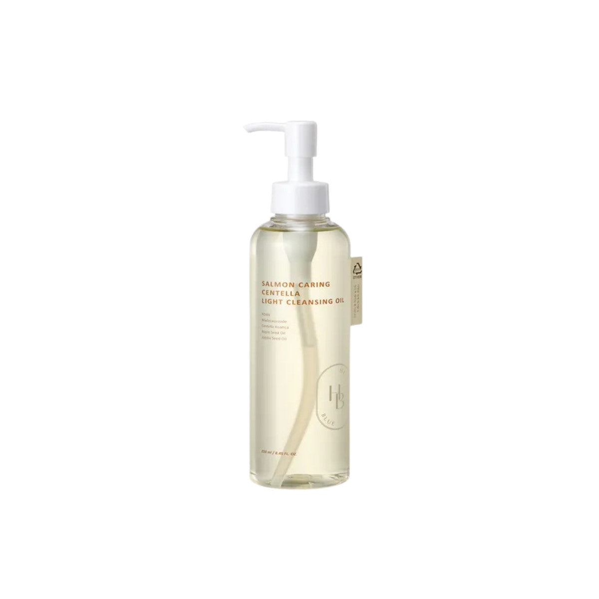 HEVEBLUE Salmon Caring Centella Light Cleansing Oil 250ml – gentle makeup remover formulated with salmon extract and centella asiatica available at Atelier De Glow UAE.
