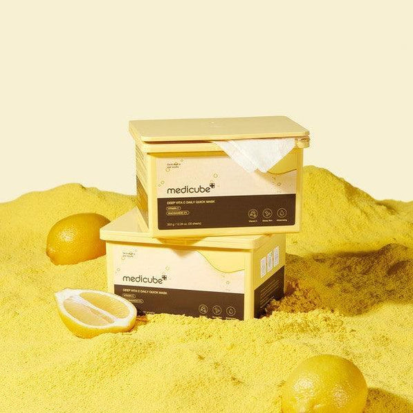 Medicube Deep Vita C Quick Mask for morning skin dullness, dark post-acne blemishes, rough texture dry patches, and tired sallow undertones β Brightening prep from Atelier De Glow UAE.