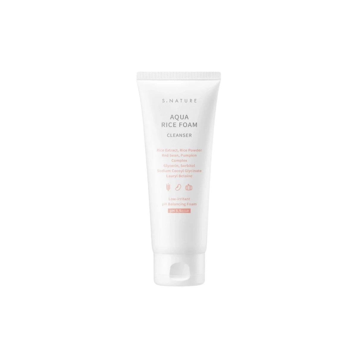S.NATURE Aqua Rice Foam Cleanser 80ml – hydrating facial cleanser formulated with nourishing rice extract for a deep yet gentle clean available at Atelier De Glow UAE.