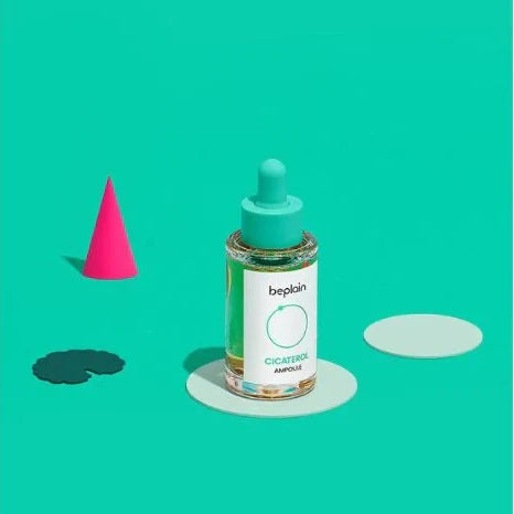 Non-sticky, hydrating texture of beplain Cicaterol Ampoule β Deep-absorbing Korean skincare for "Glass Skin" resilience at Atelier De Glow UAE.