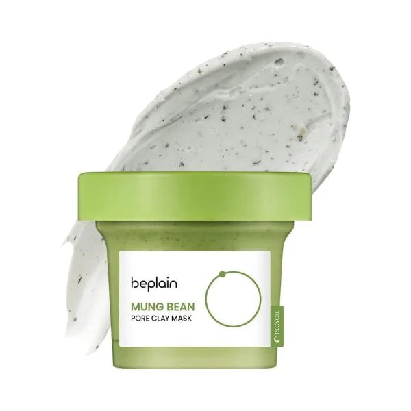 beplain Mung Bean Pore Clay Mask β 120ml Korean wash-off mask with 6 types of Clay and Mung Bean Enzymes available at Atelier De Glow UAE.