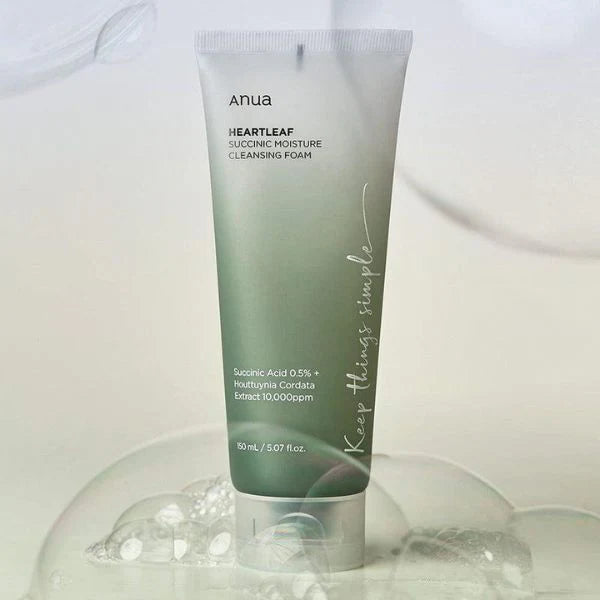 Anua Heartleaf Succinic Foam β Professional-grade Korean skincare for sebum control, pore refining, and moisture retention, shop at Atelier De Glow UAE.