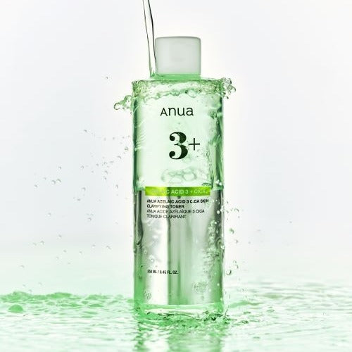 Water-light Anua Azelaic Acid 3 Cica Toner texture – Non-sticky, fast-absorbing Korean toner for "Glass Skin" clarity and pore-refining at Atelier De Glow UAE.