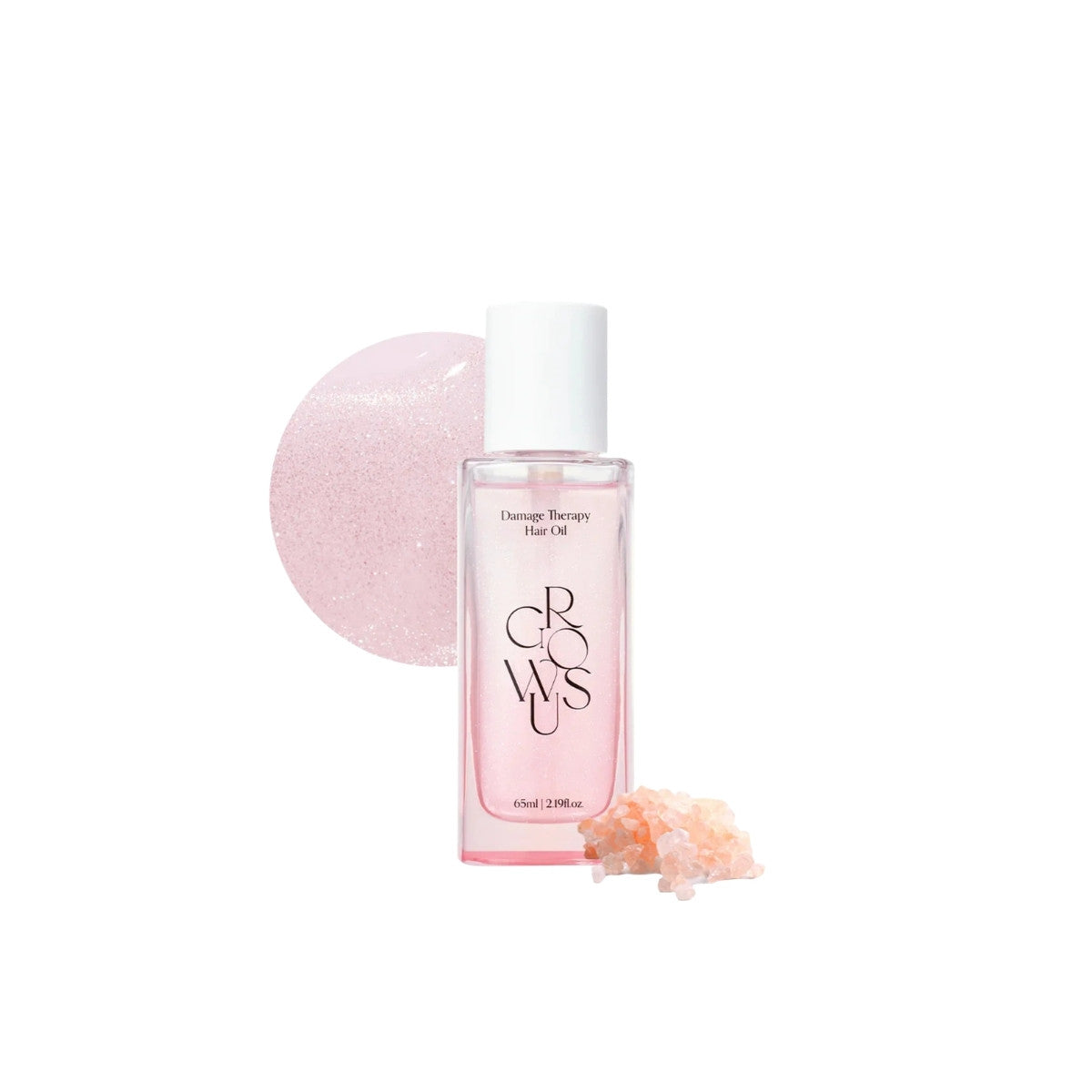 GROWUS Damage Therapy Hair Oil β 65ml smoothing oil with Marine Pearl Extract and Himalayan Pink Salt available at Atelier De Glow UAE.