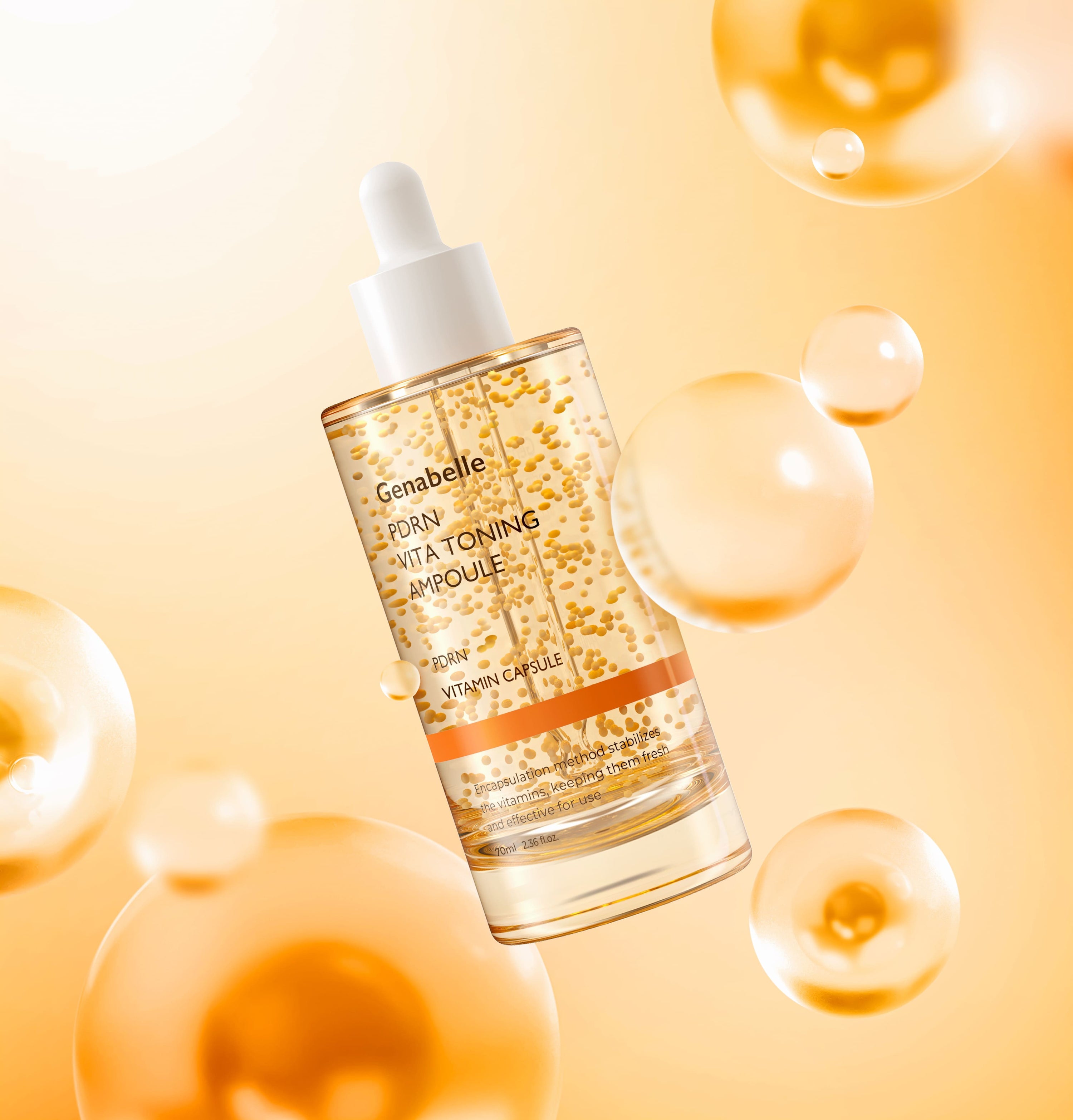 Lightweight, golden-hued Genabelle PDRN VITA Ampoule – Fast-absorbing clinical serum for a radiant, lit-from-within glow at Atelier De Glow UAE.