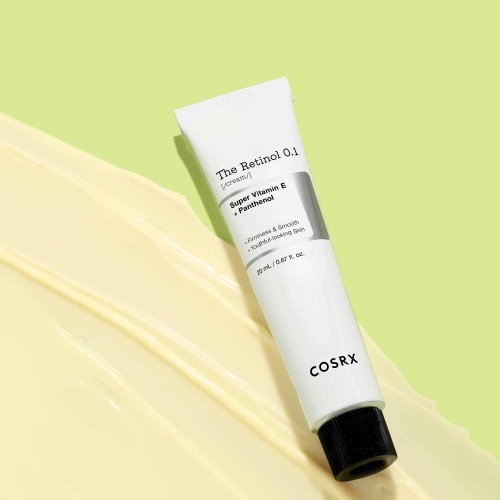 Smooth, creamy texture of COSRX The Retinol 0.1 Cream – Stable, low-irritation Korean night cream for a refined "Glass Skin" look at Atelier De Glow UAE.