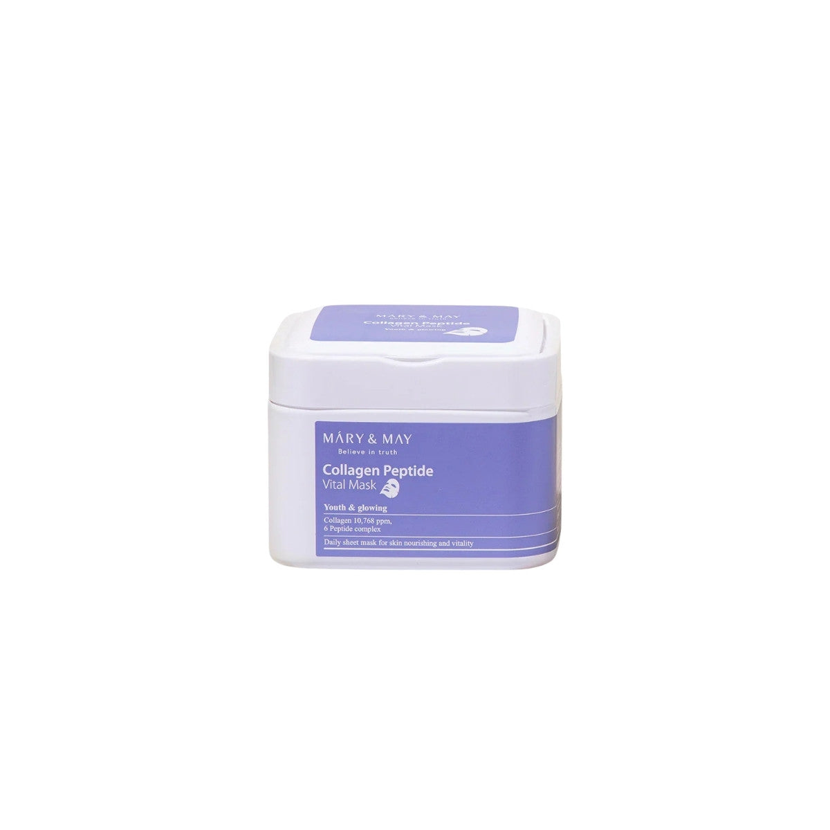 Mary & May Collagen Peptide Vital Mask – 30pcs daily sheet mask pack with low-molecular collagen and 6-peptide complex at Atelier De Glow UAE.