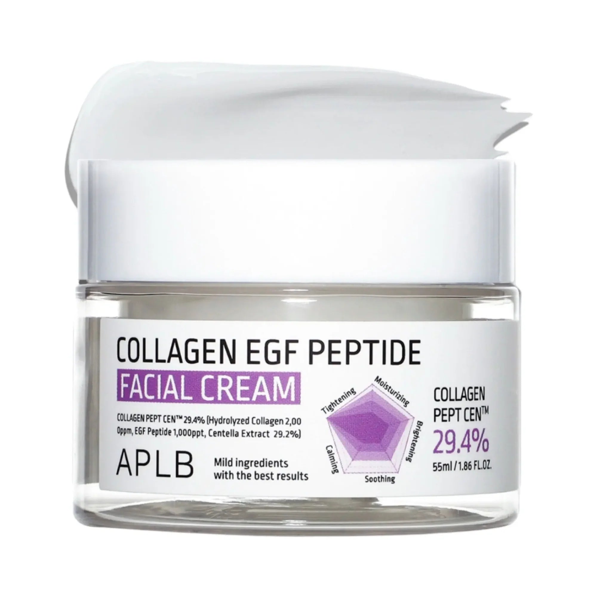 APLB Collagen EGF Peptide Facial Cream – Advanced Korean firming cream with Epidermal Growth Factor and multi-peptides available at Atelier De Glow UAE.