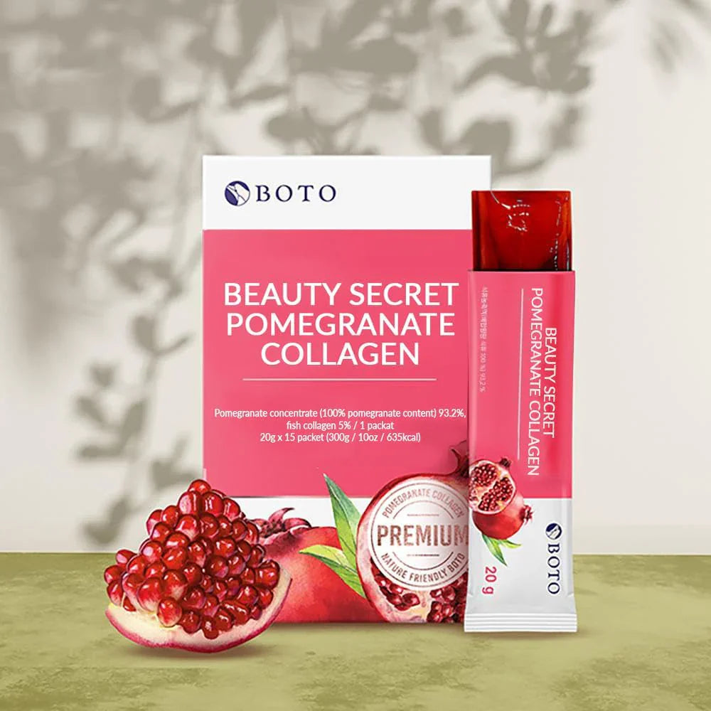 Rich, chewy pomegranate jelly texture of BOTO Collagen sticks – Convenient "Inner-Beauty" snack for a youthful "Glass Skin" look at Atelier De Glow UAE.
