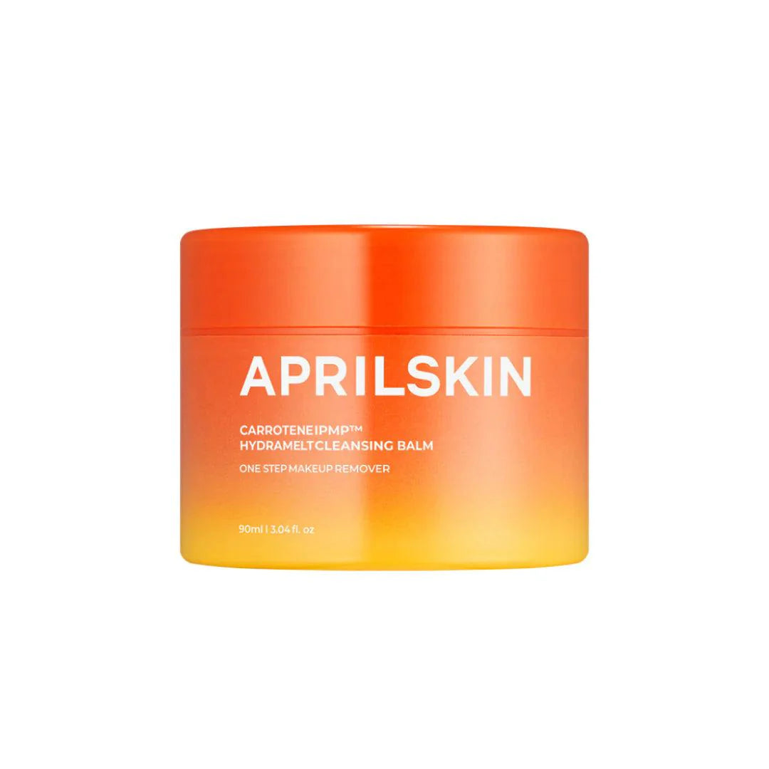 APRILSKIN Carrotene IPMP Hydramelt Cleansing Balm β Antibacterial Korean oil cleanser with Beta-Carotene and IPMP technology available at Atelier De Glow UAE.