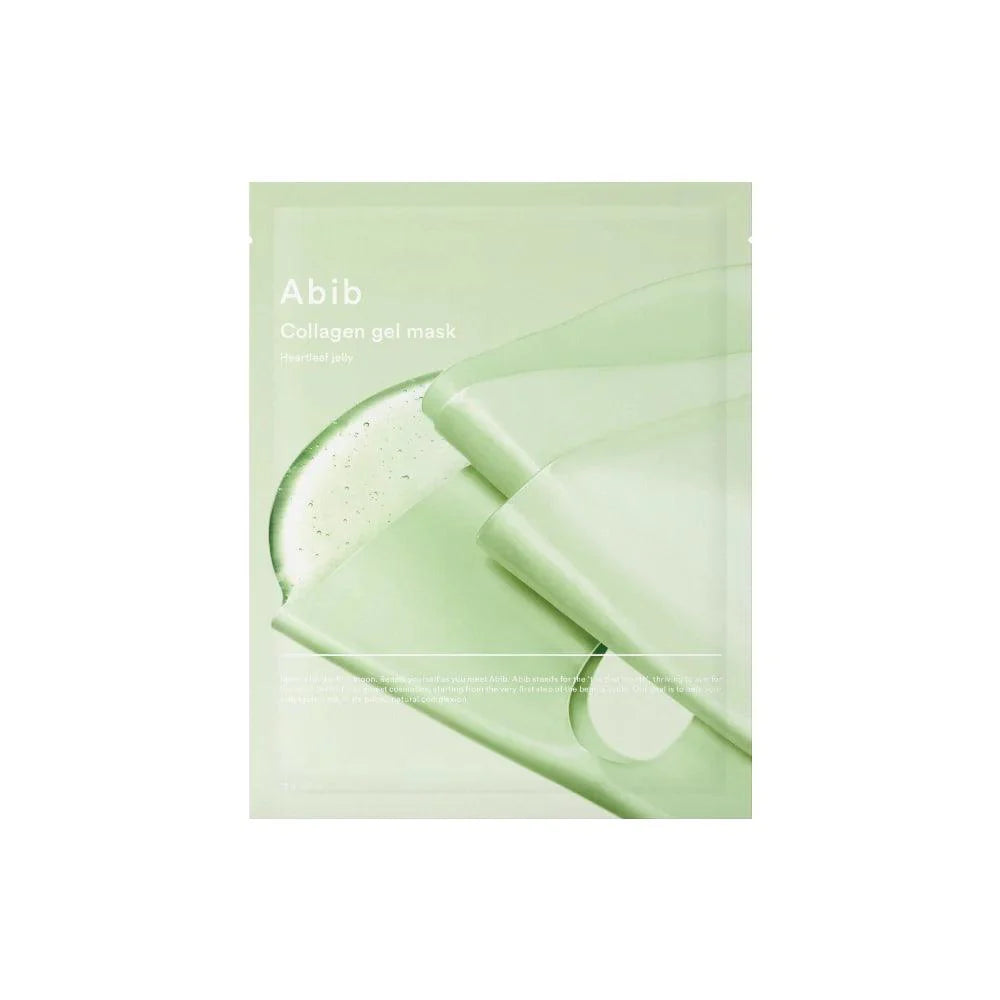 Abib Collagen Gel Mask Heartleaf Jelly – Vegan Collagen and 10,000ppm Heartleaf Extract infused Korean hydrogel mask available at Atelier De Glow UAE.