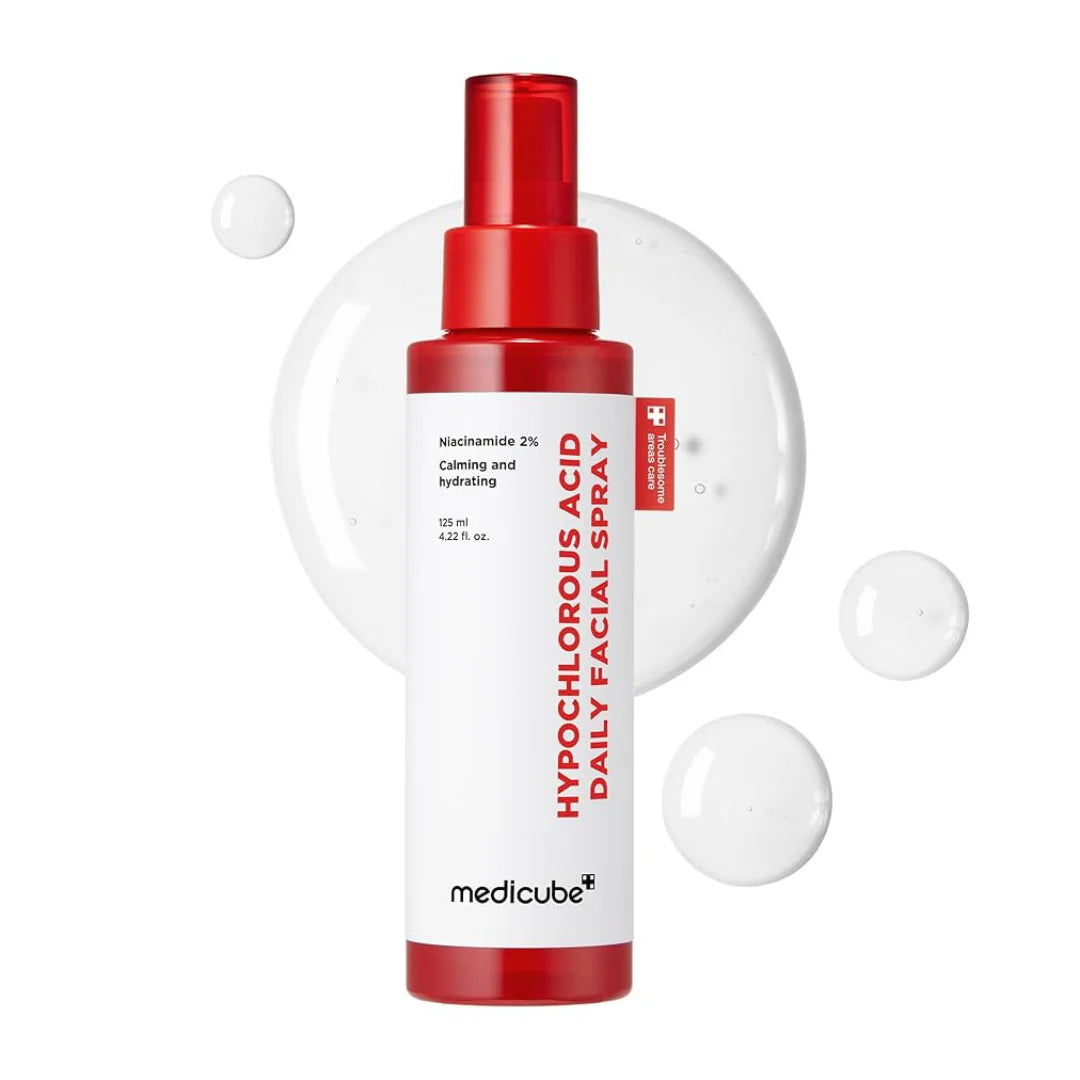 medicube Hypochlorous Acid Daily Facial Spray – 125ml anti-microbial mist with stabilized HOCl for acne-prone skin available at Atelier De Glow UAE.
