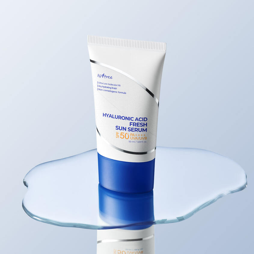 Isntree sun serum for dry skin, dehydration, and UV protection – Invisible "Water-Gel" sunscreen with no white cast from Atelier De Glow UAE.