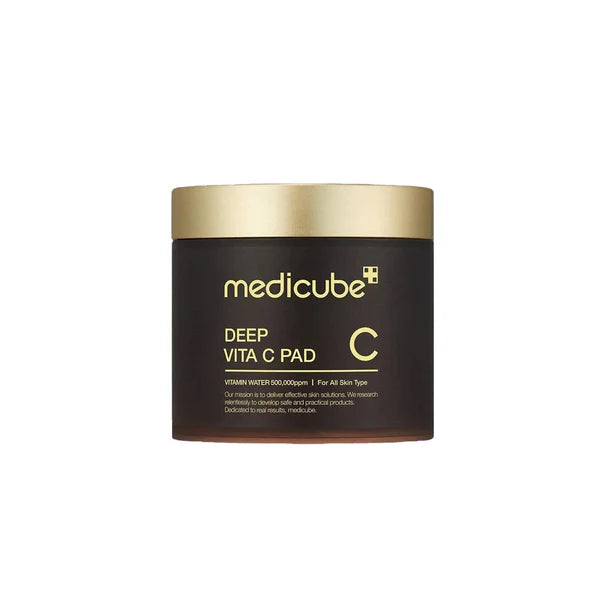 medicube Deep Vita C Pad β 70-count clinical Korean brightening pads with Vitamin C, Panthenol, and Q10 available at Atelier De Glow UAE.