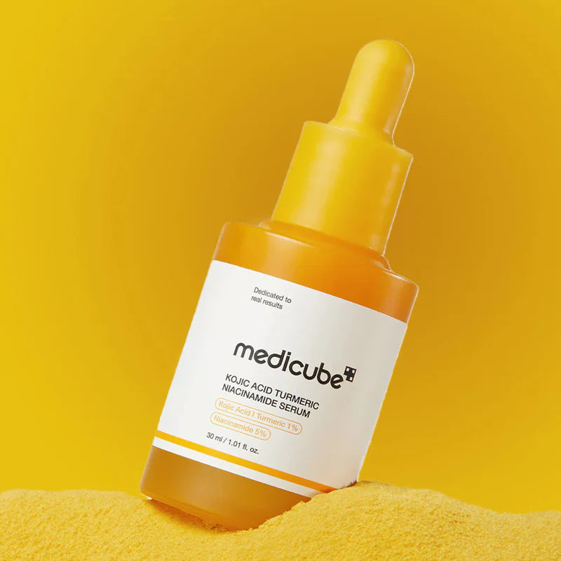 Medicube Turmeric Serum β Professional-grade "Melanin Synapse Interceptor & Soft-Focus Tone Filter" for achieving an unblemished "Glass Skin" base, shop at Atelier De Glow UAE.