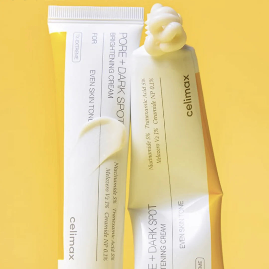 celimax Pore+Dark Spot Brightening Cream β Professional-grade Korean skincare for evening skin tone, reducing redness, and boosting luminosity, shop at Atelier De Glow UAE.