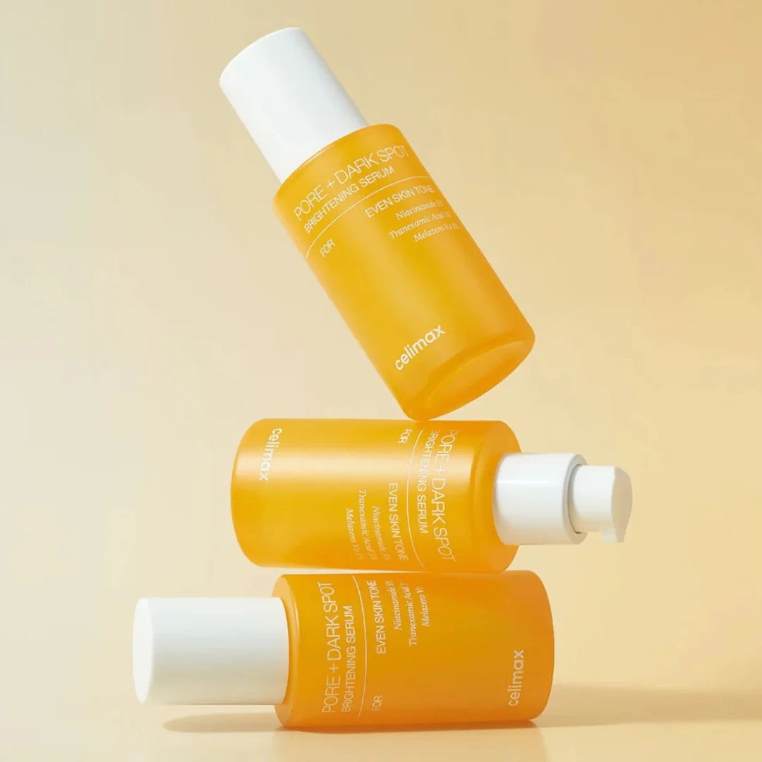 Lightweight, watery texture of celimax Pore+Dark Spot Serum β Fast-absorbing Korean skincare for a luminous "Glass Skin" finish at Atelier De Glow UAE.