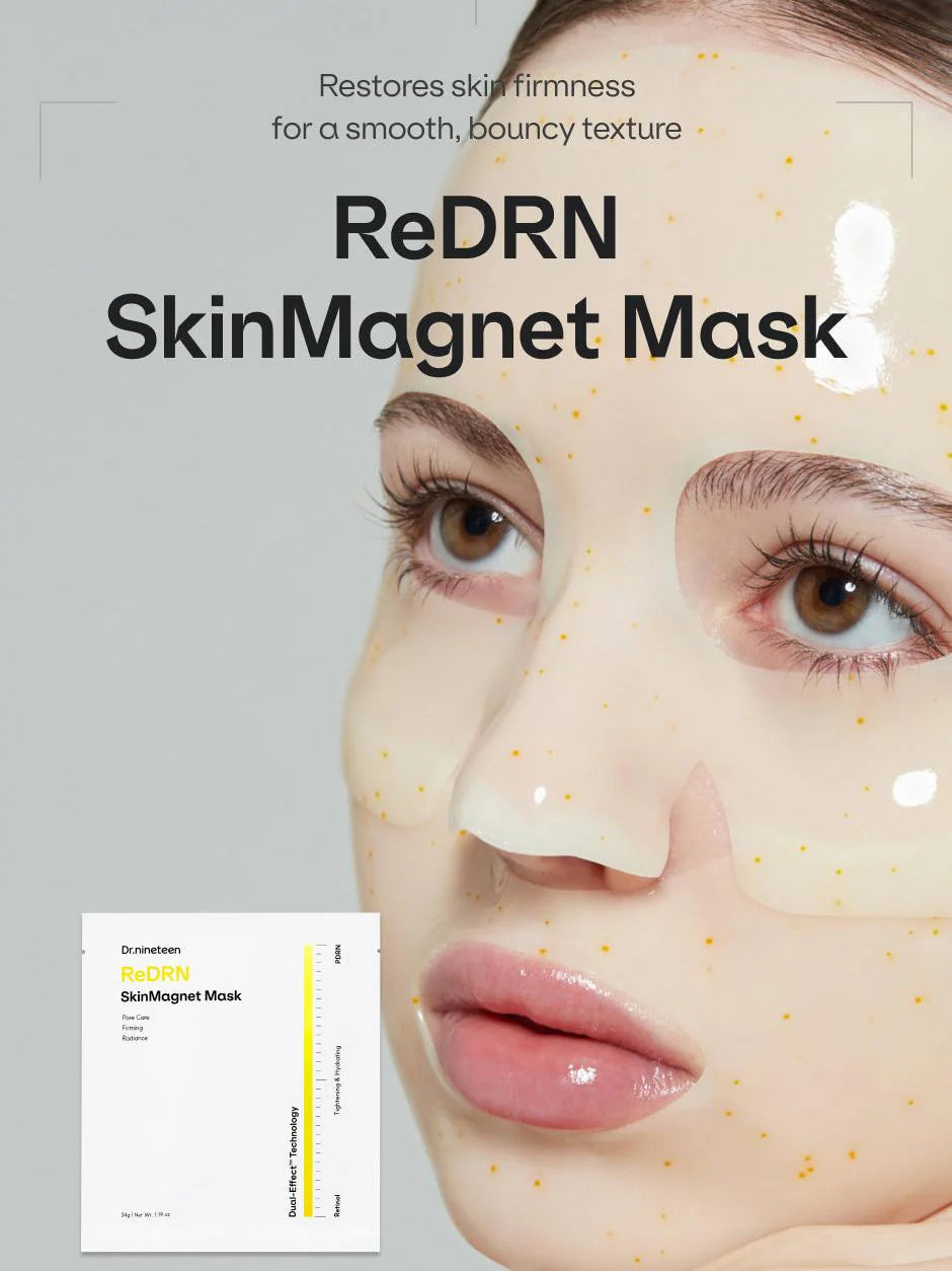 SkinMagnet fiber technology of Dr.nineteen ReDRN Mask – High-adhesion sheet mask for maximum DNA serum delivery at Atelier De Glow UAE.