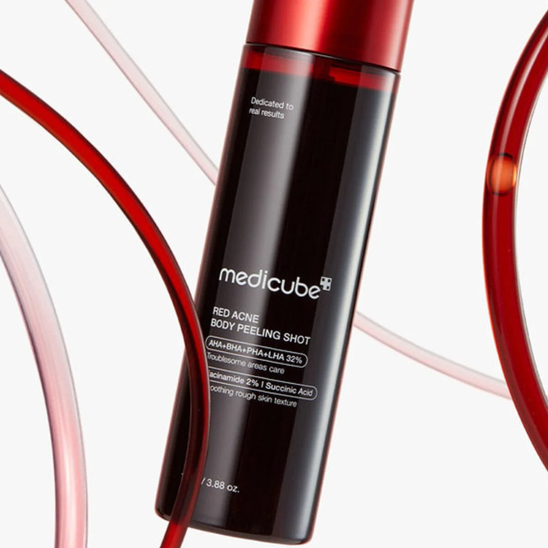 medicube Red Body Shot – Professional-grade "Body Resurfacer" for achieving a clear, smooth, and blemish-free "Glass Skin" body look, shop at Atelier De Glow UAE.