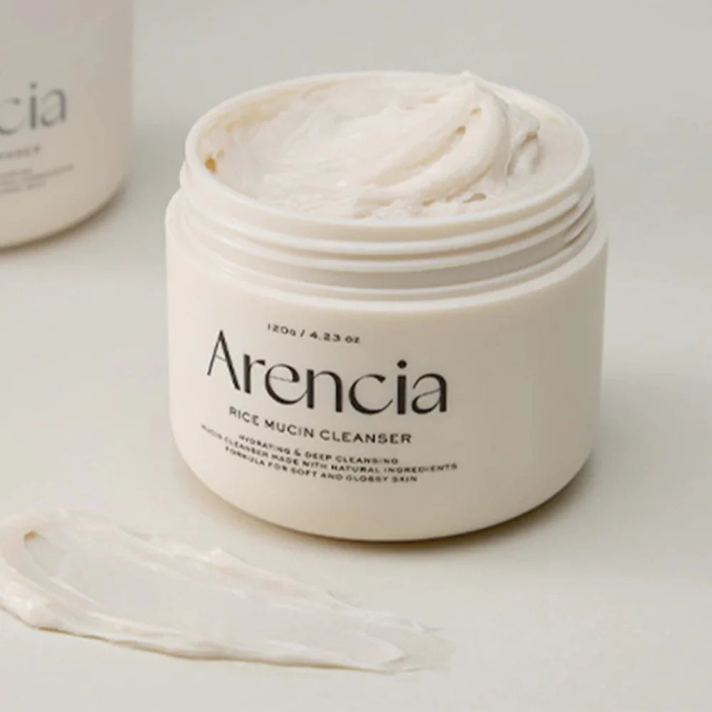 Fermented Rice Mucin in Arencia Cleanser β Natural Korean skincare for "Mochi Skin" elasticity and brightening at Atelier De Glow UAE.