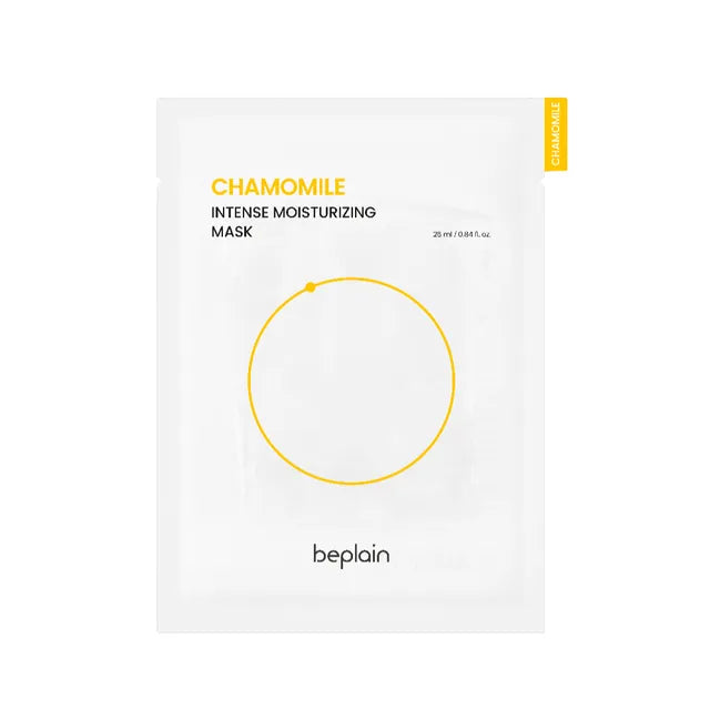 beplain Chamomile Intense Moisturizing Mask – Korean sheet mask with French Chamomile and Ceramides for sensitive skin available at Atelier De Glow UAE.