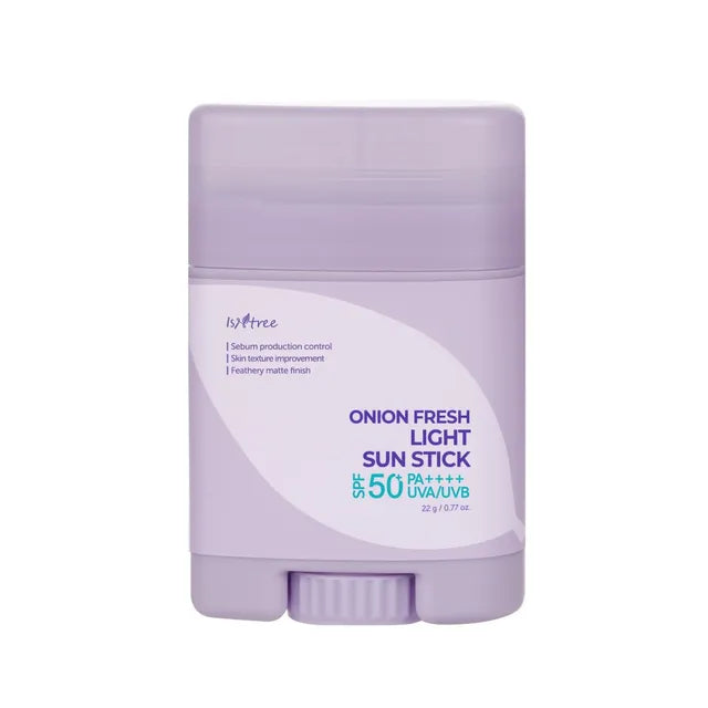 Isntree Onion Fresh Light Sun Stick β 22g broad-spectrum SPF 50+ PA++++ with Red Onion Extract available at Atelier De Glow UAE.