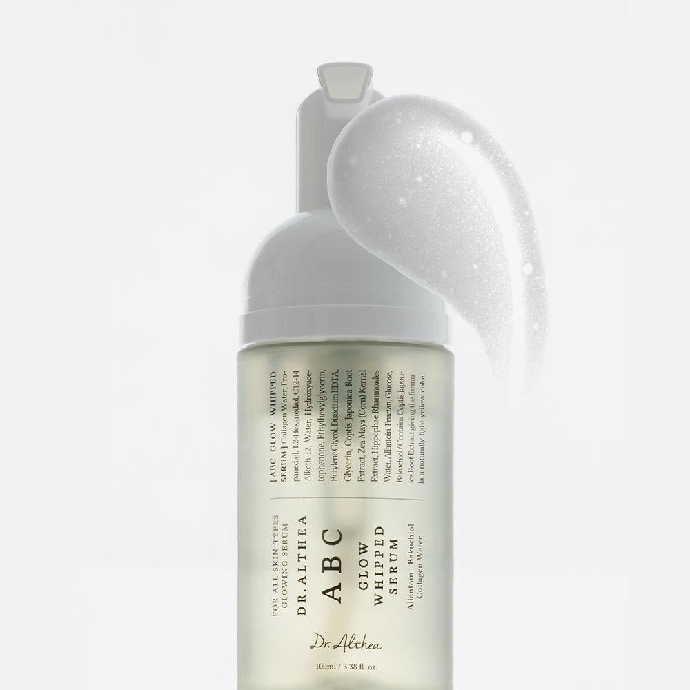Innovative bubble-texture of Dr. Althea ABC Glow Serum β Lightweight, fast-absorbing foam serum for deep hydration and firming at Atelier De Glow UAE.