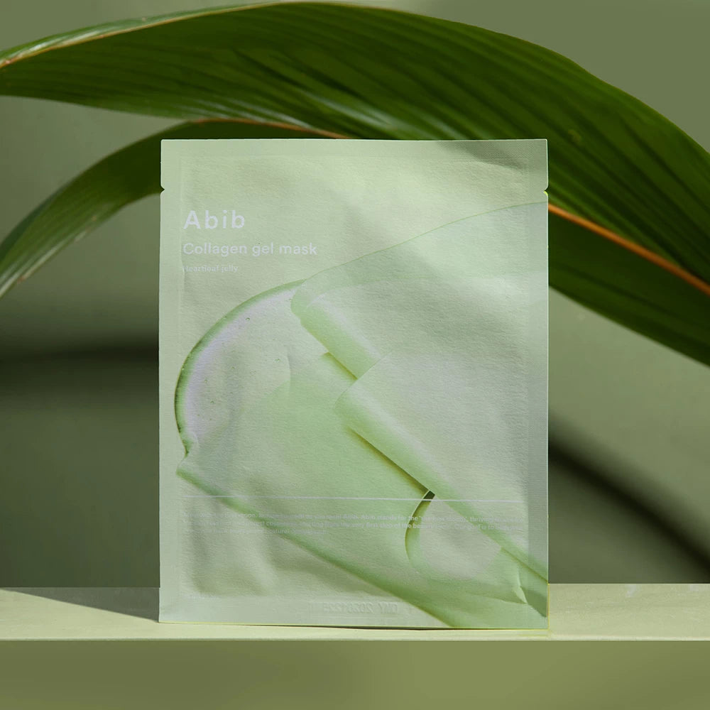 Abib Heartleaf Collagen Mask for sun-irritated skin in Dubai β Cooling Korean jelly mask to reduce redness and firm skin with fast delivery in UAE.