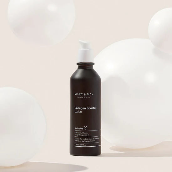 Mary & May lotion for loss of elasticity, fine lines, and dehydration – Targeted "Booster" treatment to restore skin bounce and volume from Atelier De Glow UAE.