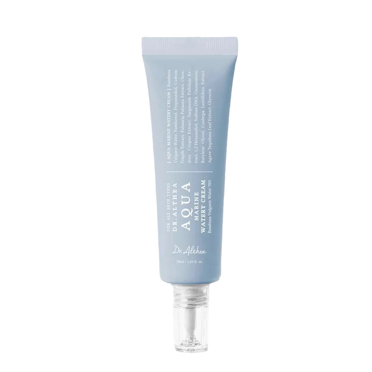 Dr. Althea Aqua Marine Watery Cream β 50ml Korean gel moisturizer with Squalane and Fermented Seaweed Extract available at Atelier De Glow UAE.