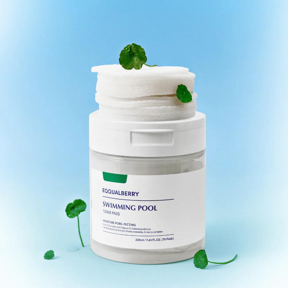 EQQUALBERRY pads for dry skin, cooling relief, and gentle daily exfoliation β Non-irritating, moisture-boosting Korean toner pads from Atelier De Glow UAE.