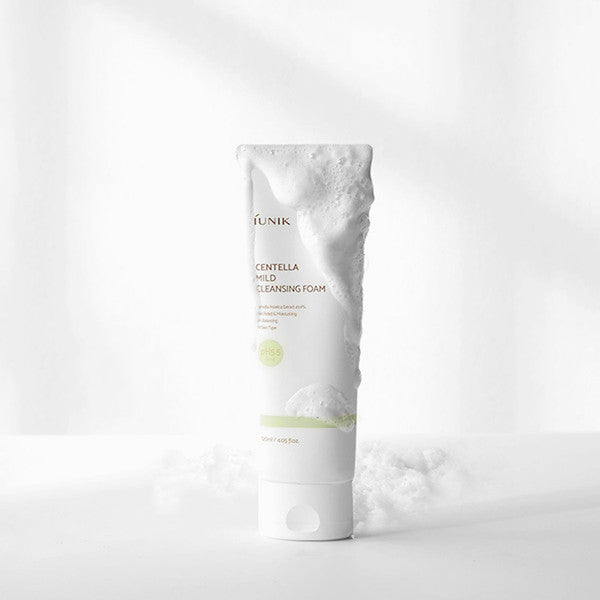 iUNIK cleanser for hyper-sensitive skin, hormonal breakouts, and redness – Non-drying "Barrier-Safe" foam from Atelier De Glow UAE.