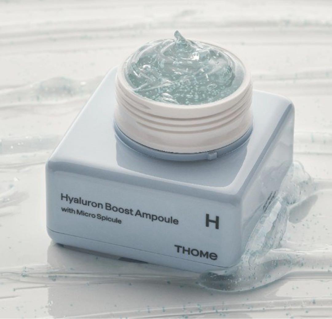 Clear, viscous texture of THOME Hyaluron Boost Ampoule – Fast-absorbing, non-sticky Korean moisture booster at Atelier De Glow UAE.