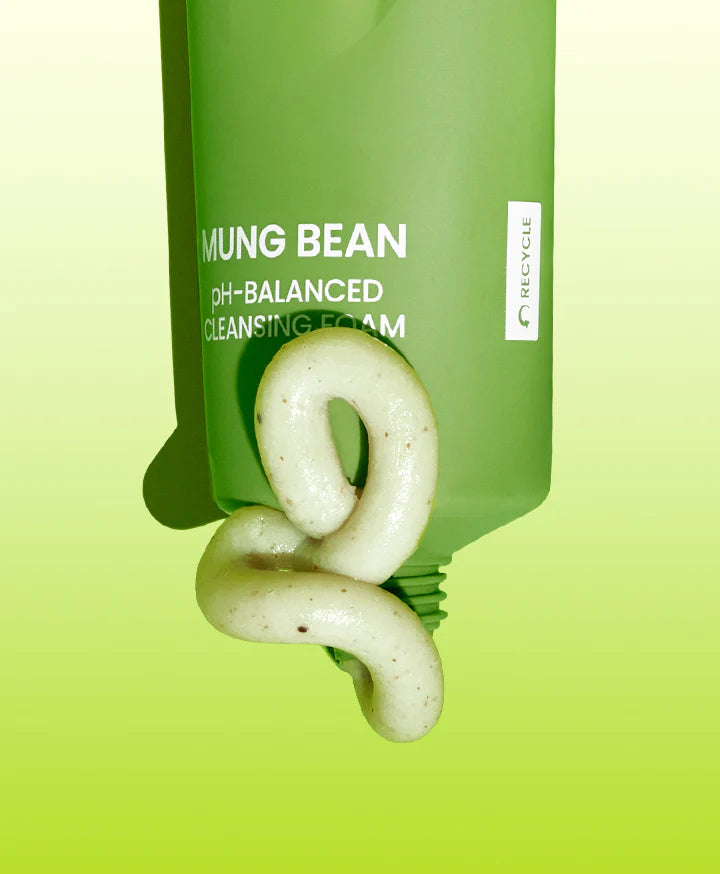 Creamy texture with fine Mung Bean powder in beplain Cleansing Foam – Gentle exfoliating Korean skincare for "Glass Skin" at Atelier De Glow UAE.