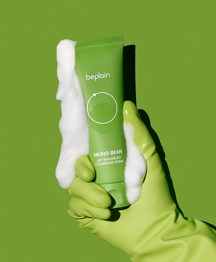 beplain Mung Bean Foam for removing desert dust and excess oil in Dubai – Gentle pH-balanced Korean cleanser for sensitive skin with fast UAE delivery.