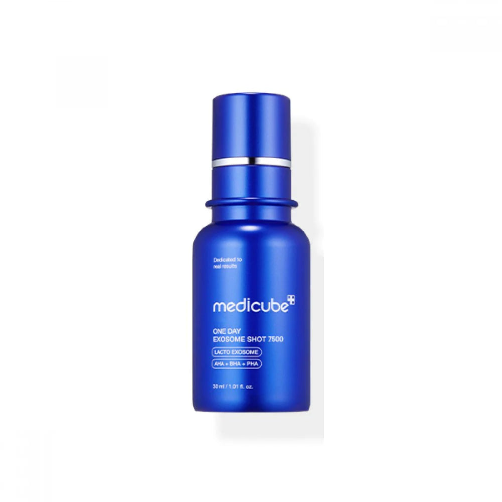 medicube One Day Exosome Shot Pore Ampoule β 30ml pore-tightening serum with advanced Exosome technology and AHA/BHA available at Atelier De Glow UAE.