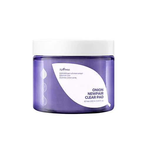Isntree Onion Newpair Clear Pad β 60 dual-textured exfoliating pads for fading post-acne marks available at Atelier De Glow UAE.