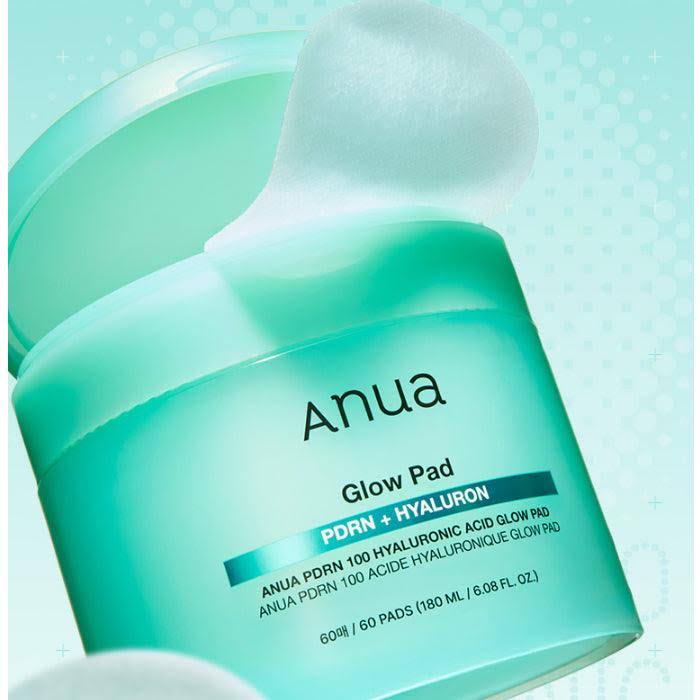Generously soaked Anua PDRN 100 pads – Large, high-adhesion Korean toner pads for an instant "Glass Skin" lifting effect at Atelier De Glow UAE.