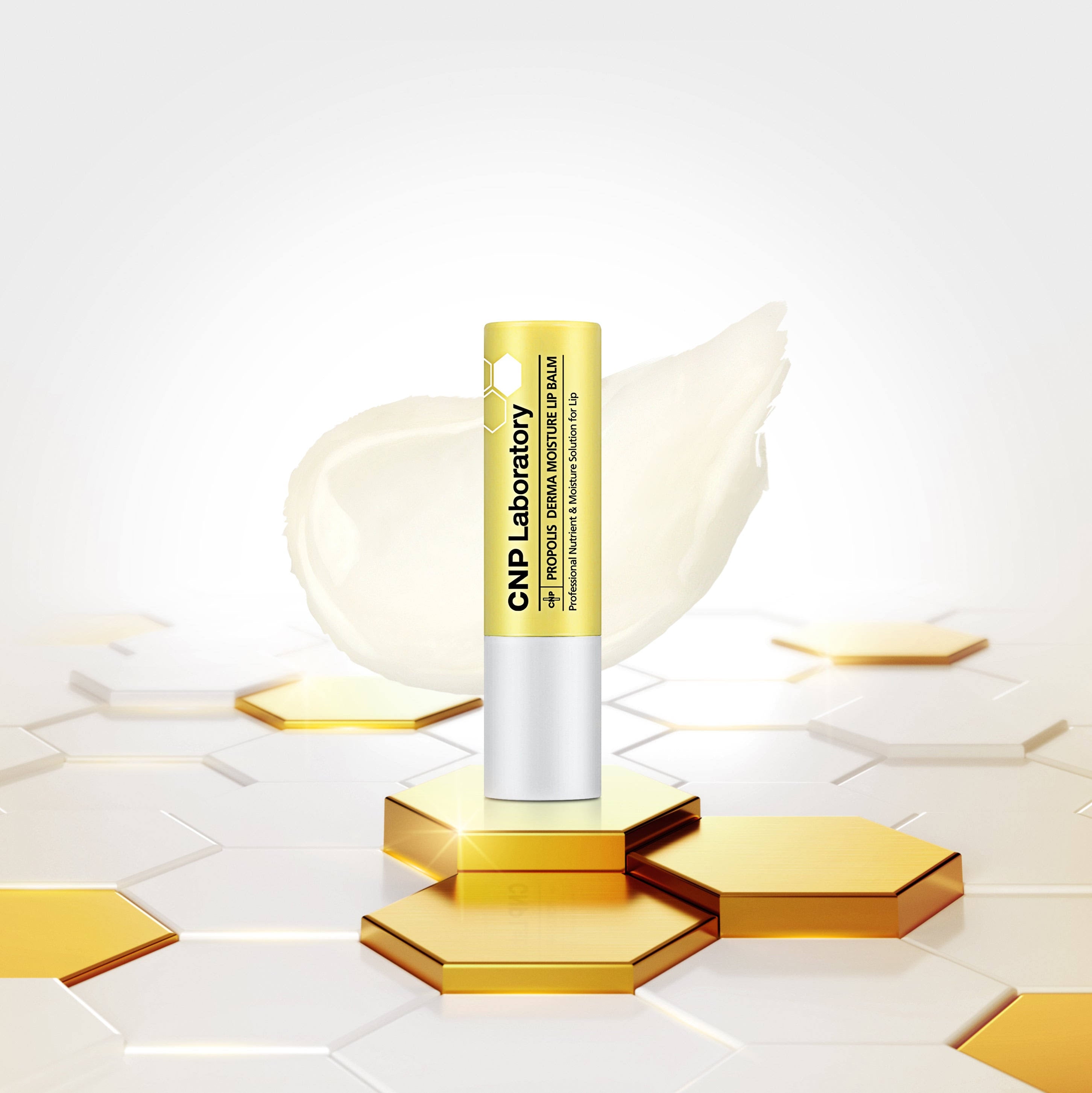 Non-sticky, melting texture of CNP Propolis Lip Balm β Glossy, high-nutrition Korean lip moisturizer for a dewy finish at Atelier De Glow UAE.