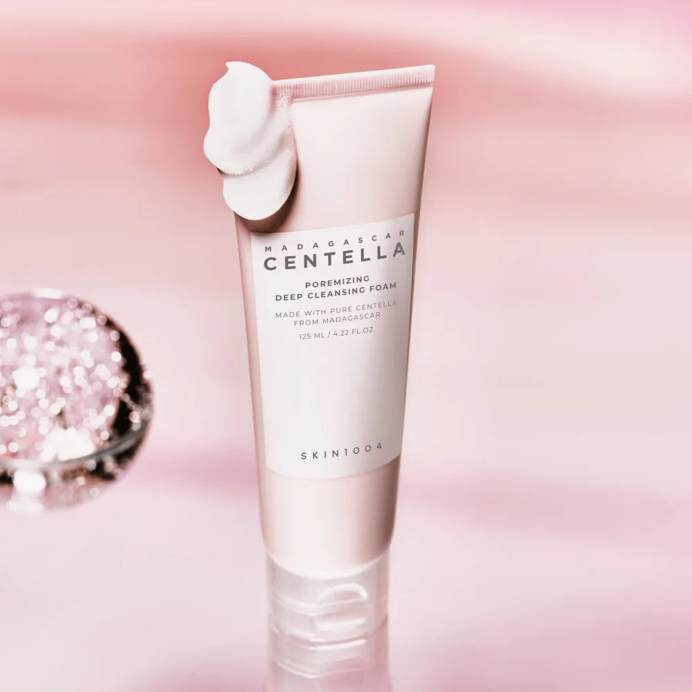 Rich, creamy, and non-stripping foam cleanser by SKIN1004 that leaves skin feeling thoroughly clean, refreshed, and hydrated at Atelier De Glow UAE.