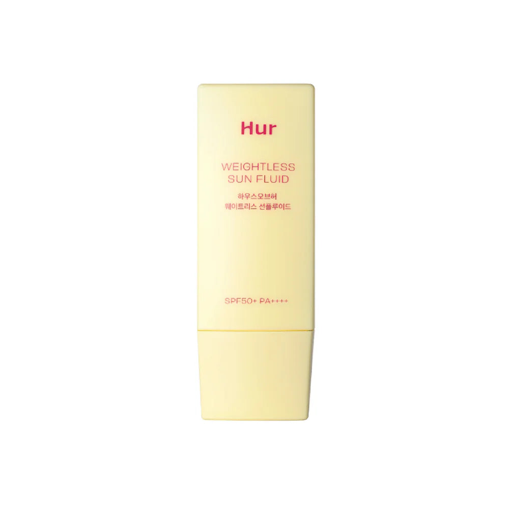 House of Hur Weightless Sun Fluid SPF 50+ PA++++ β 50ml ultra-light chemical sunscreen with a natural finish available at Atelier De Glow UAE.