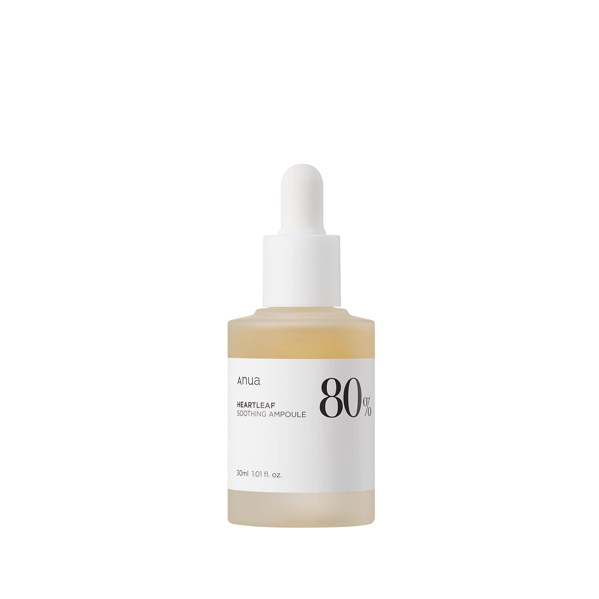 Anua Heartleaf 80% Soothing Ampoule 30ml – High-concentration Houttuynia Cordata extract and Panthenol Korean serum available at Atelier De Glow UAE.