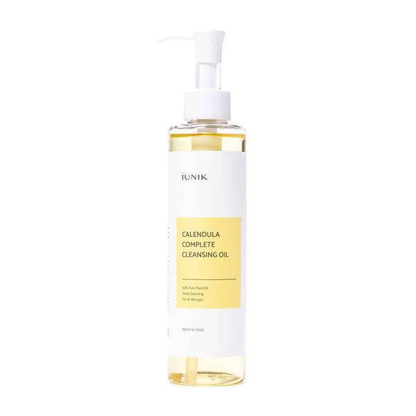 iUNIK Calendula Complete Cleansing Oil bottle – 94% plant-based oils with Calendula Flower extract available at Atelier De Glow UAE.