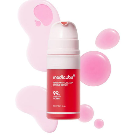 Medicube Pink Bubble Serum for hollow dehydration shadows, sallow lackluster undertones, fine smile lines, and loss of skin elasticity – Volume booster from Atelier De Glow UAE.